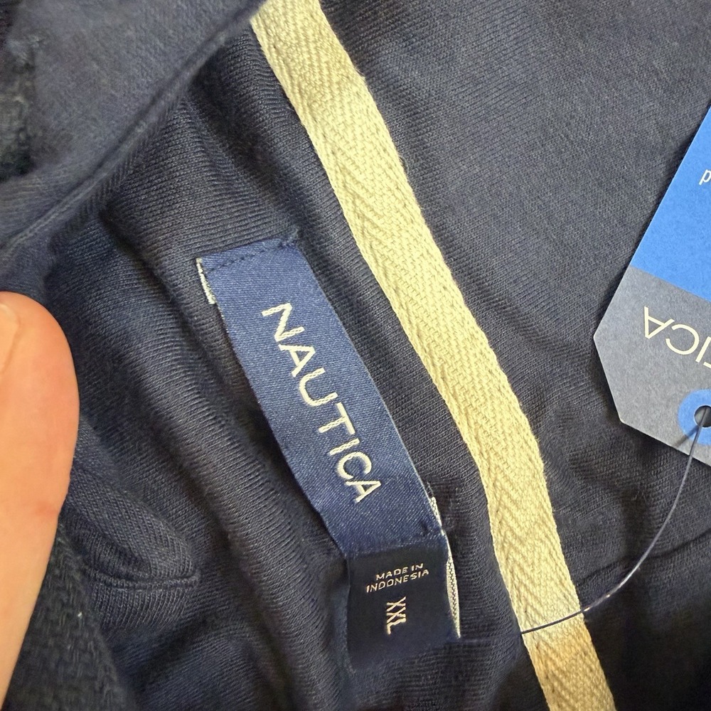 NWT Nautica Men's XXL Pullover Lightweight Hoodie Shirt Blue Drawstrings - Picture 7 of 12